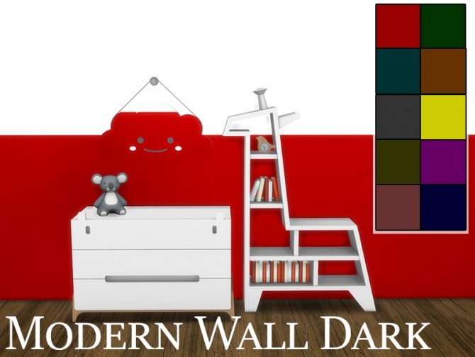 Sims 4 Modern Wall Dark at MODELSIMS4