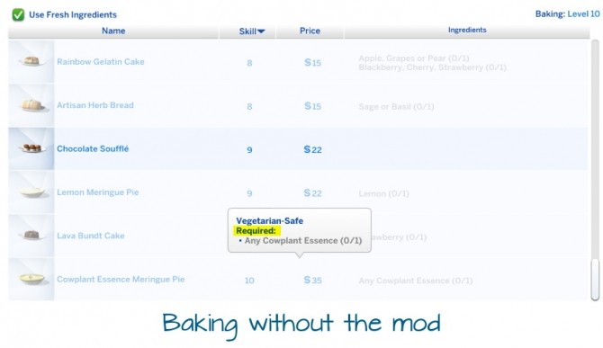 Sims 4 No/All Required Recipe Ingredients by scarletqueenkat at Mod The Sims