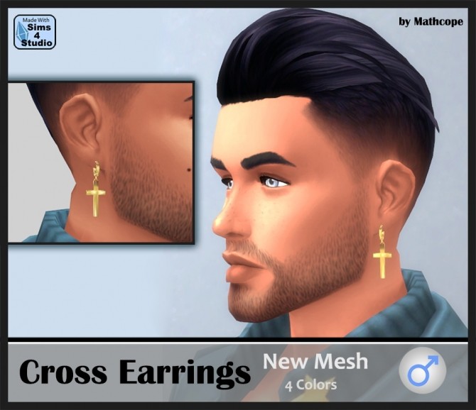 Sims 4 Cross earrings by Mathcope at Sims 4 Studio