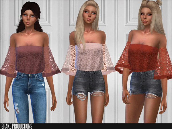 Sims 4 192 Blouse With Lace Details by ShakeProductions at TSR