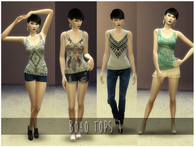 Sims 4 Bohemian Style tops by Nalae at Mod The Sims