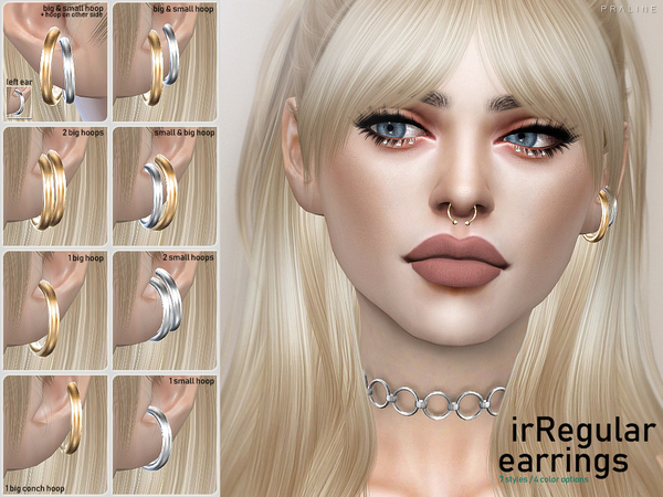 Sims 4 Irregular Earrings by Pralinesims at TSR