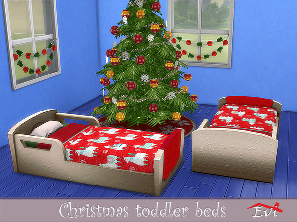 Sims 4 Christmas toddler beds by evi at TSR