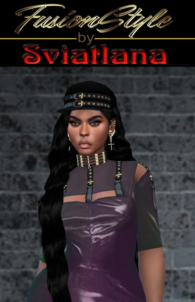 Sims 4 Latex long dress & Cap at FusionStyle by Sviatlana