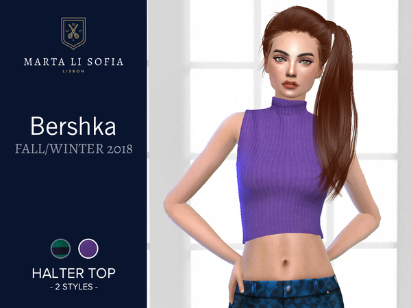 Sims 4 Turtleneck Halter Top by martalisofia at TSR