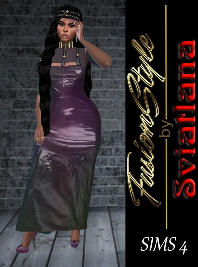 Sims 4 Latex long dress & Cap at FusionStyle by Sviatlana
