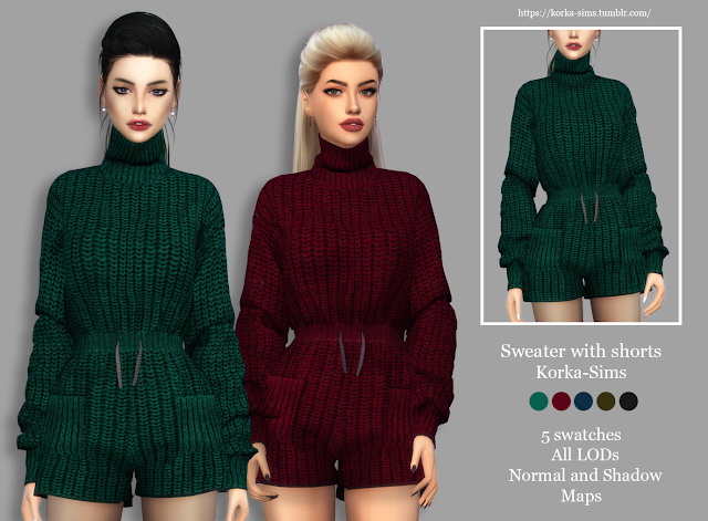Sims 4 Sweater with shorts at Korka Sims
