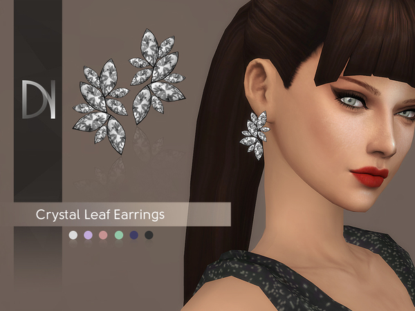 Sims 4 Crystal Leaf Earrings by DarkNighTt at TSR