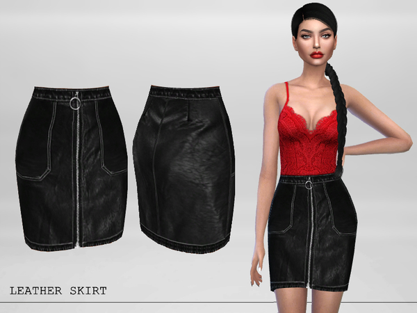 Sims 4 Leather Skirt by Puresim at TSR