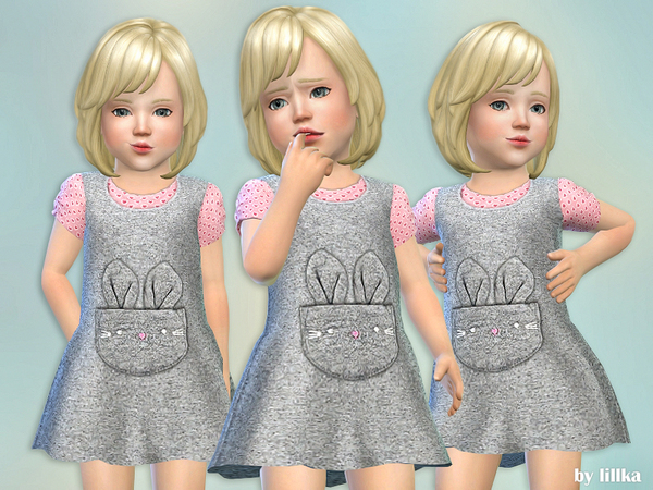 Sims 4 Grey Bunny Dress by lillka at TSR