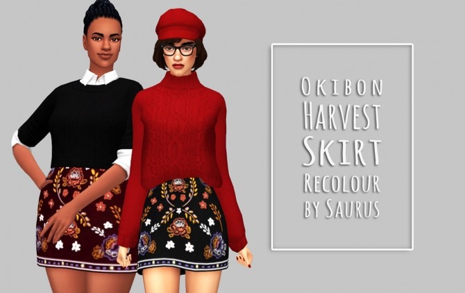 Sims 4 Okibon Harvest skirt recolour at Saurus Sims
