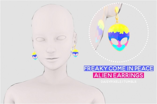 Sims 4 Freaky Come In Peace Alien Earrings at Daisy Pixels