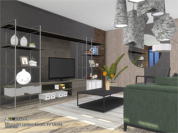 Sims 4 Hamlett Living Room TV Units by ArtVitalex at TSR