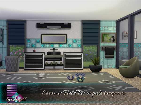 Sims 4 Ceramic Field Tile in pale turquoise by emerald at TSR