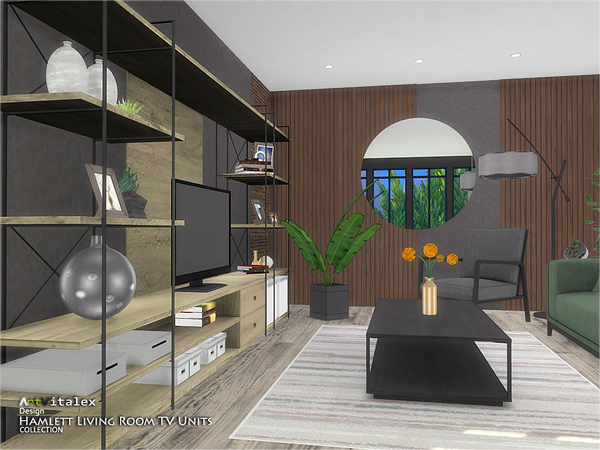 Sims 4 Hamlett Living Room TV Units by ArtVitalex at TSR