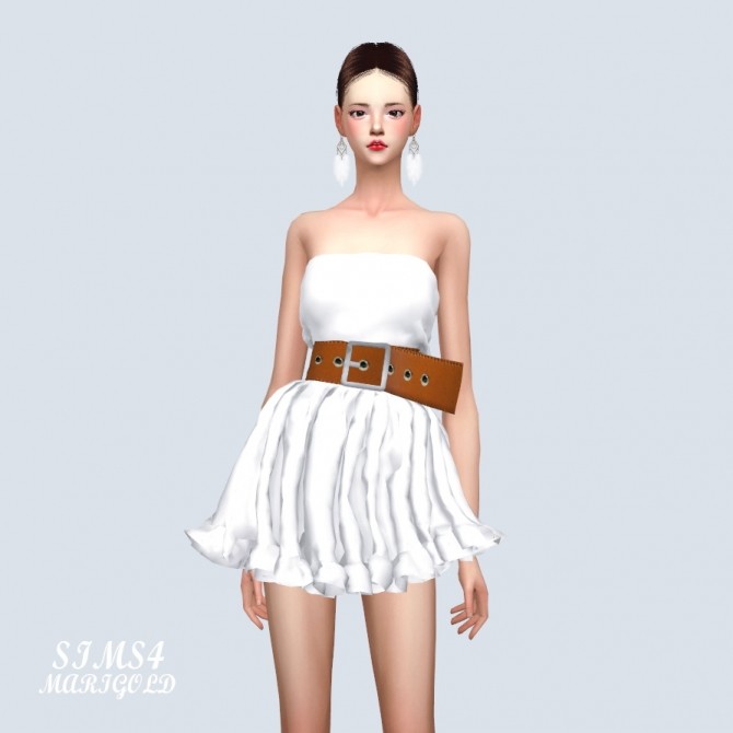 Sims 4 Big Belt Frill Dress at Marigold