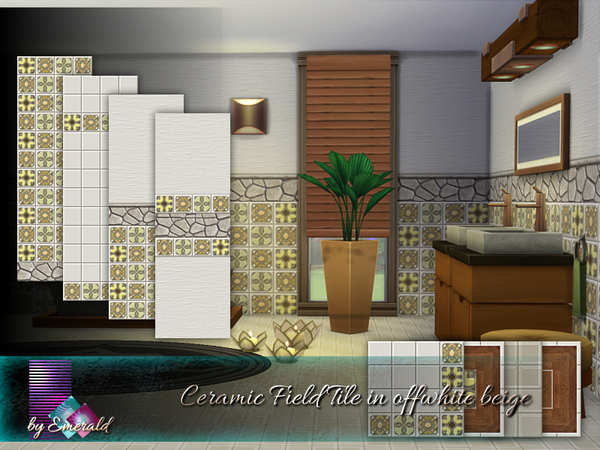 Sims 4 Ceramic Field Tile in offwhite beige by emerald at TSR