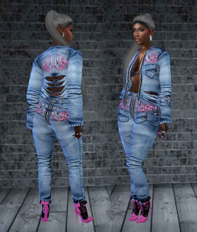 Sims 4 Denim outfit (P) at FusionStyle by Sviatlana