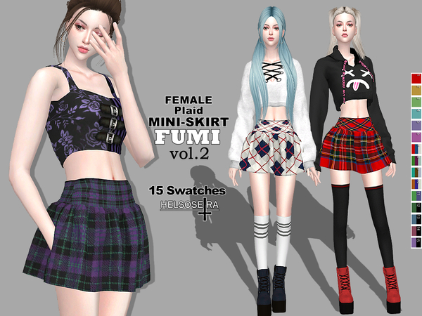 Sims 4 FUMI Vol2 Plaid Mini Skirt by Helsoseira at TSR