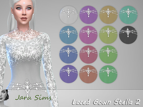 Sims 4 Laced Gown Stella 2 by Jaru Sims at TSR