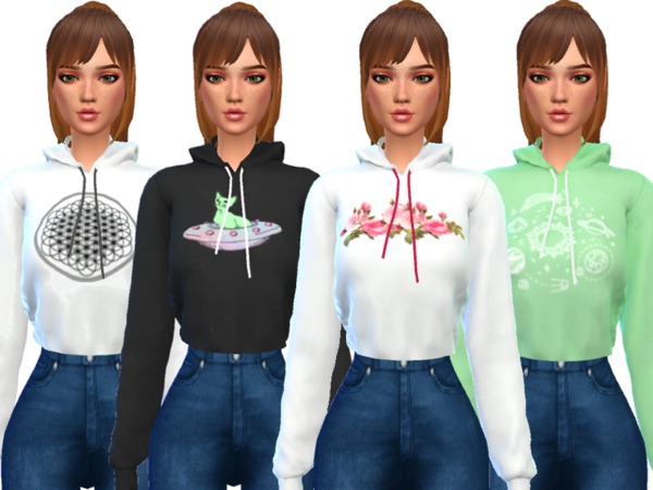 Sims 4 16 super fun cropped hoodies by Wicked Kittie at TSR