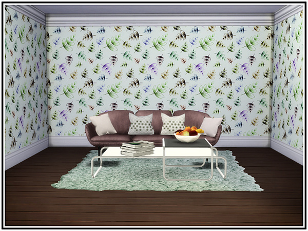 Sims 4 Pastel Leaves Walls by marcorse at TSR