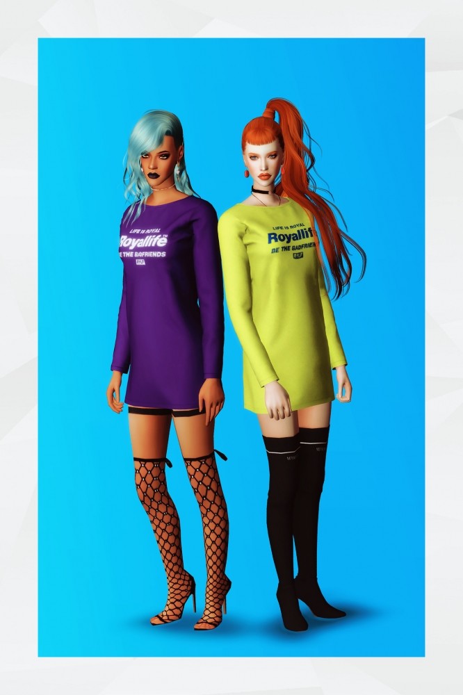 Sims 4 Deep Neck T Shirt Dress at Gorilla