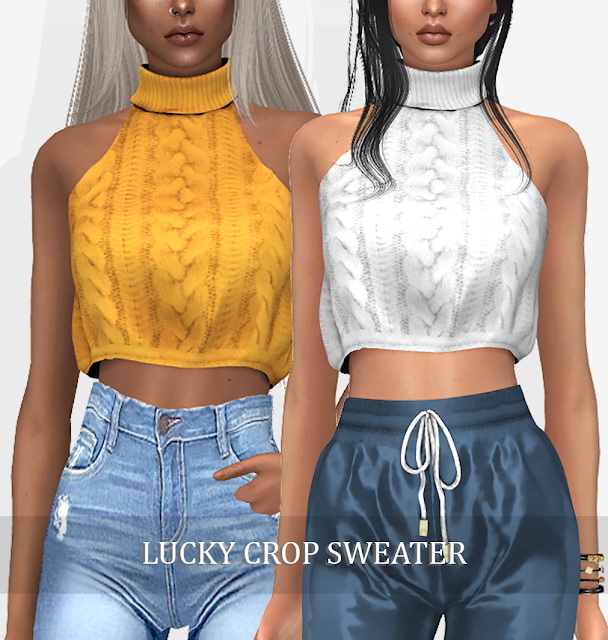 Sims 4 LUCKY CROP SWEATER (P) at Grafity cc