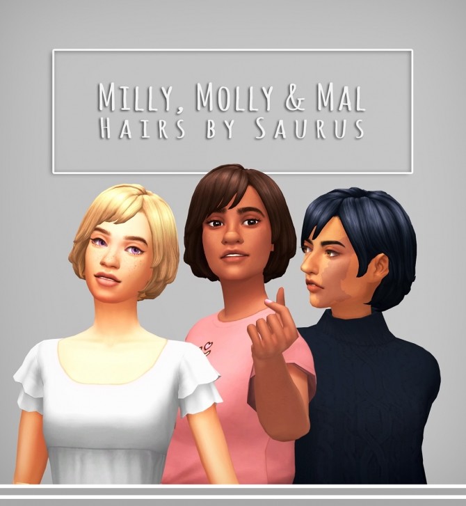 Sims 4 Milly, Mal & Molly hairs at Saurus Sims