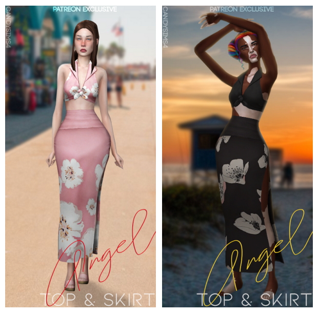 Sims 4 ANGEL TOP & SKIRT at Candy Sims 4