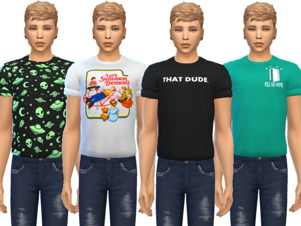 Sims 4 Snazzy Cuffed Tees by Wicked Kittie at TSR