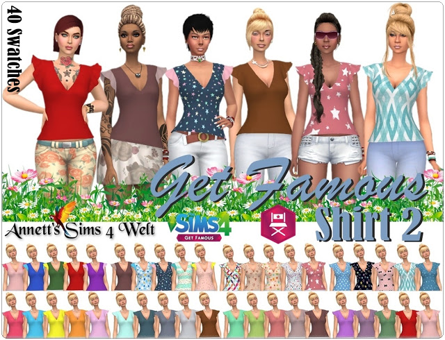Sims 4 Get Famous Shirt Nr. 2 Recolors at Annett’s Sims 4 Welt