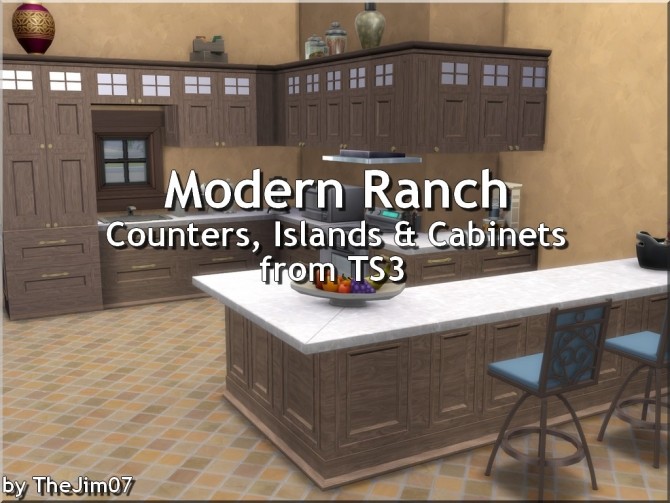 Sims 4 Modern Ranch Counter, Islands & Cabinets by TheJim07 at Mod The Sims