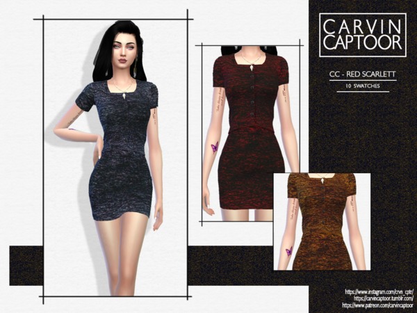 Sims 4 Red Scarlet dress by carvin captoor at TSR