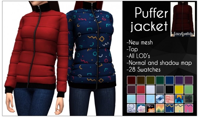 Sims 4 Puffer jacket F at LazyEyelids