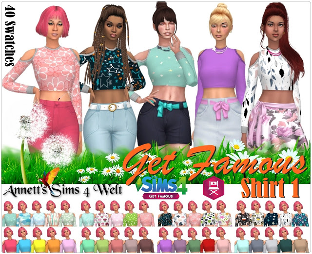 Sims 4 Get Famous Shirt Nr. 1 Recolors at Annett’s Sims 4 Welt