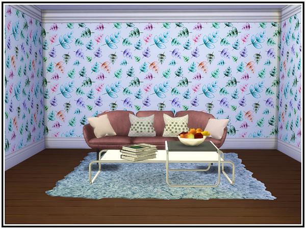 Sims 4 Pastel Leaves Walls by marcorse at TSR