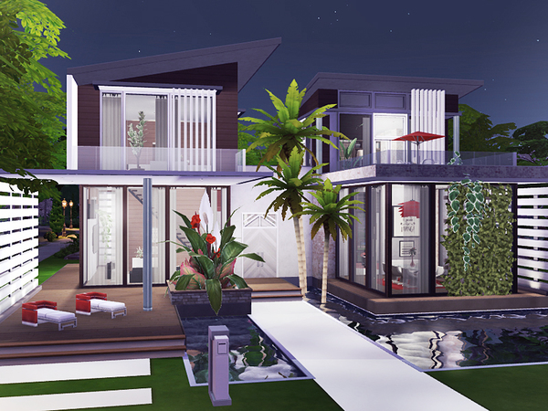 Sims 4 Freya contemporary house by Rirann at TSR