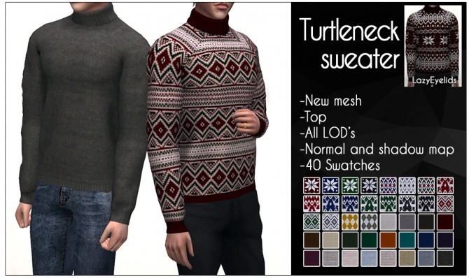 Sims 4 Turtleneck sweater M at LazyEyelids