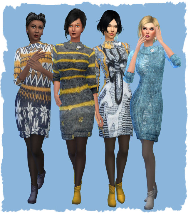 Sims 4 Knitted dress season by Chalipo at All 4 Sims