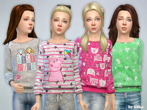 Sims 4 Printed Sweatshirt for Girls P35 by lillka at TSR