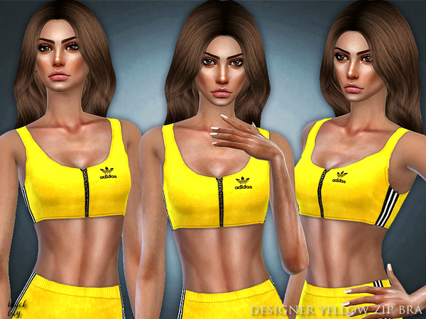 Sims 4 Designer Yellow Zip Bra by Black Lily at TSR