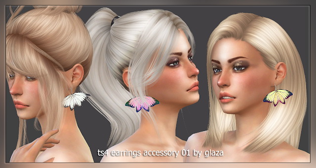 Sims 4 Butterfly earrings 01 at All by Glaza