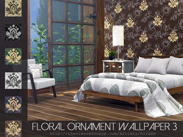 Sims 4 Floral Ornament Wallpaper 3 by Rirann at TSR