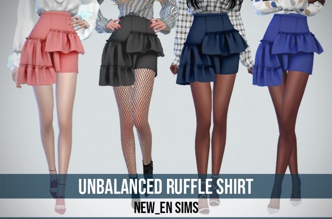 Sims 4 Unbalanced Ruffle Skirt at NEWEN