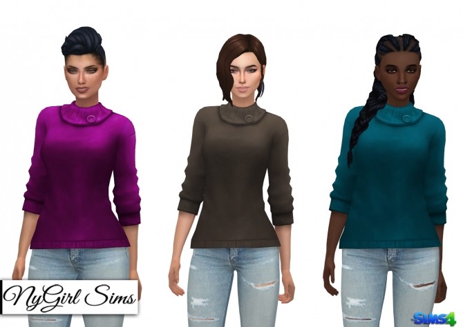 Sims 4 Collared Sweater with Button at NyGirl Sims