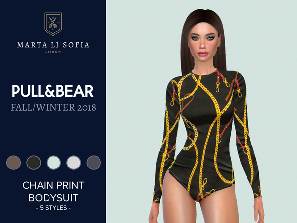 Sims 4 Chain Print Bodysuit by martalisofia at TSR