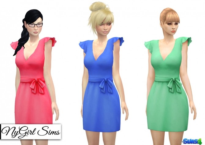 Sims 4 Ruffle Sleeve Smock Dress at NyGirl Sims