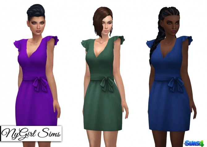 Sims 4 Ruffle Sleeve Smock Dress at NyGirl Sims