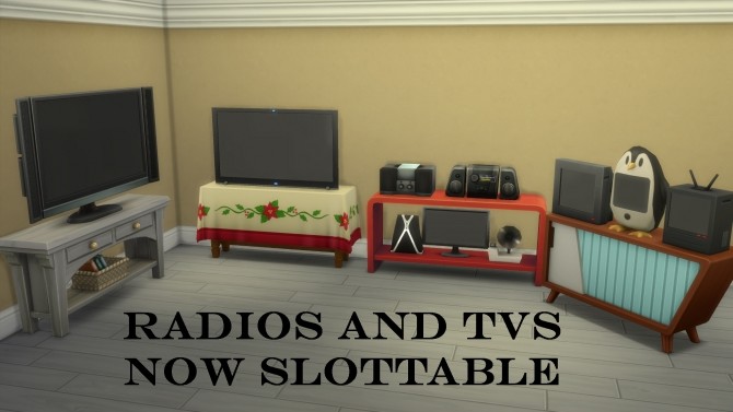 Sims 4 More Slots + TV SLOTS for all EA Hallway Tables by simsi45 at Mod The Sims